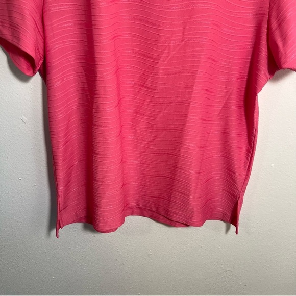 Vintage N Touch Short Sleeve Blouse Pink Textured Stripe L - Picture 3 of 9